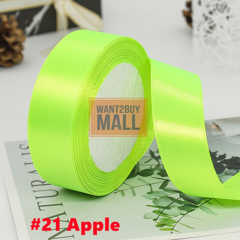 🇲🇾 2.5cm 25Yards DIY Bow Craft Satin Ribbon Flower Wrapping Webbing Decoration Packaging Gift Lace Hadiah Riben Kain 彩丝带