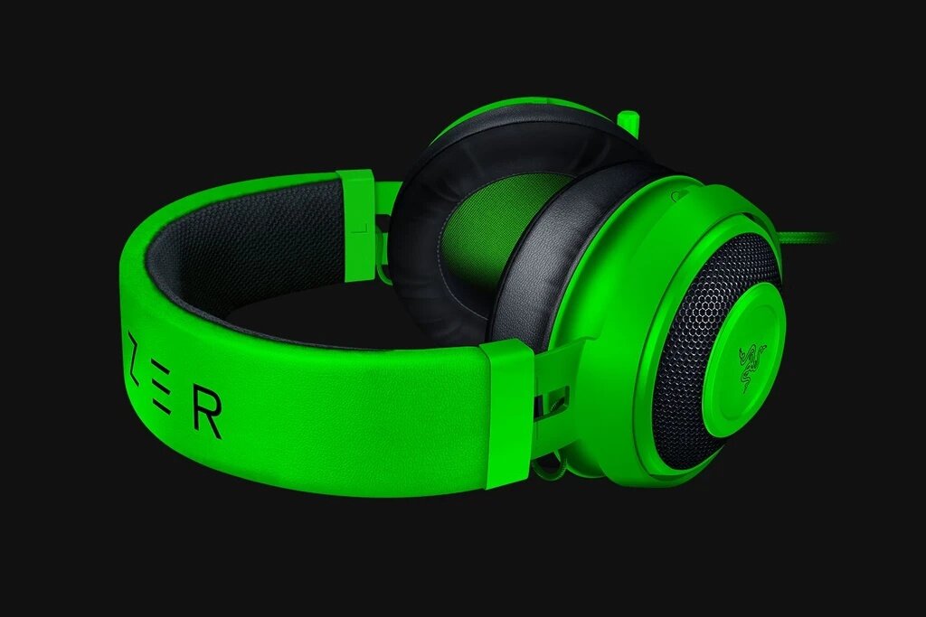 Razer Wired Gaming 2.1 Headset Kraken with Wired Analog 3.5mm, Cardioid Microphone, 7.1 Surround Sound Software, Black / Green (RZ04-02830100-R3M1 / RZ04-02830200-R3M1)
