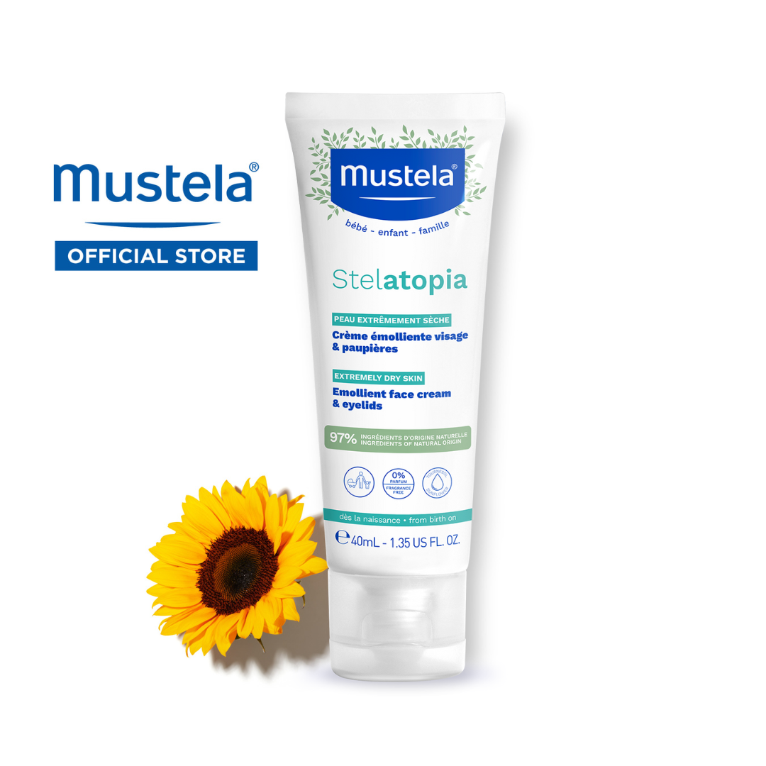 MUSTELA Stelatopia Emollient Face Cream and Eyelids for Extremely Dry Skin (40ML / 1.35fl.oz)