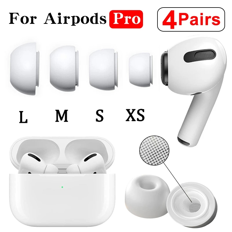 4 cặp AirPod Pro / AirPod Pro 2 thay thế Silicon mềm Earbuds trong tai Tai nghe pad bao gồm giảm tiếng ồn Pad Khuyên tai earcap bảo vệ Bìa