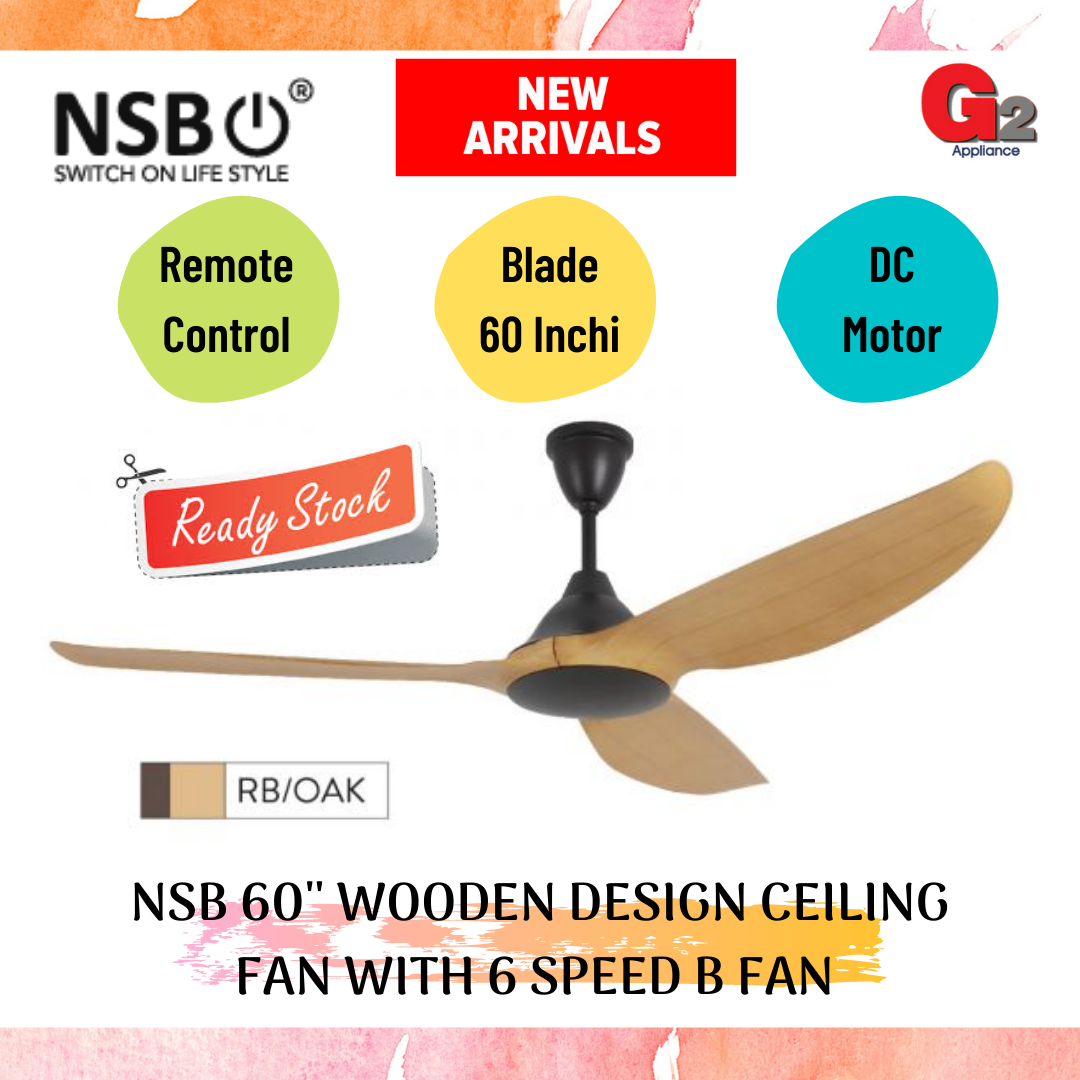 NSB 60’’ WOODEN DESIGN CEILING FAN WITH 6 SPEED B FAN ( READY STOCK )