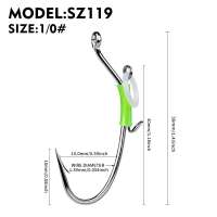 PROBEROS 10pcs Luminous Live Shrimp Holder Hook Spring Clip 1/0# 2/0# 3/0# Carbon Steel Fishing Hook Barbed Glowbait Shrimp Hook Catfish Bass Fishing Accessories