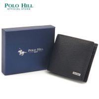 POLO HILL Men Genuine Leather RFID Blocking Business Bifold Wallet with Gift Box PMWS-MW301