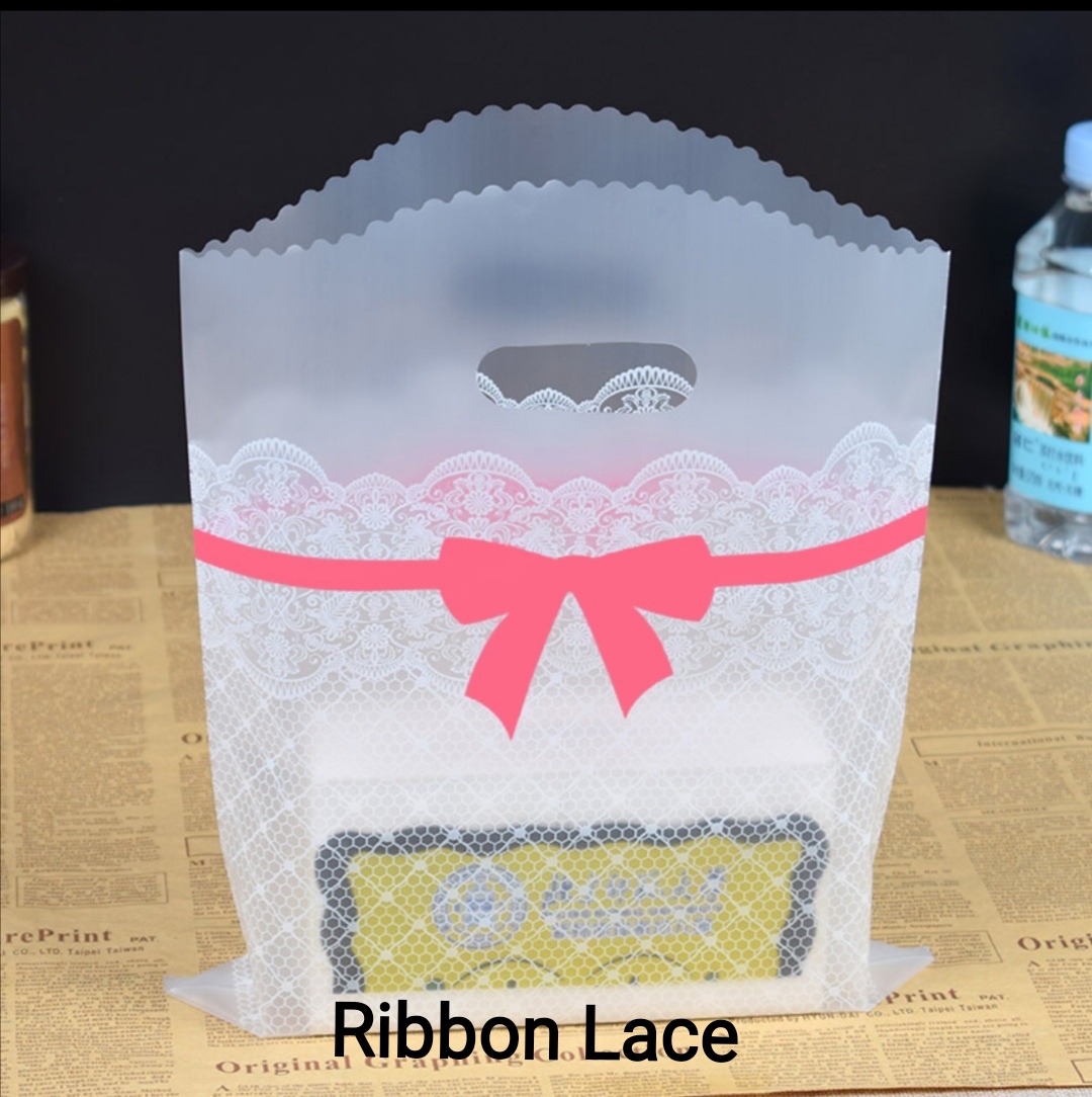 50pcs Cute Plastic Bag Handle Goodies Gift Wrapping Plastic Bag Thank You Plastic Bag Goodies Bag Transparent Plastic Bag Shopping Bag Printed Plastic Bag Gift Bag