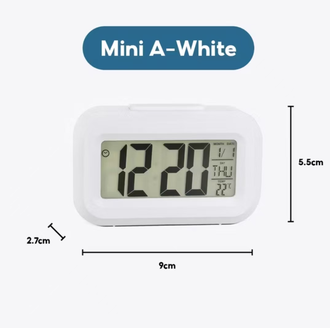 [ BorongPro ] 2188 Mini Time Clock Alarm Desktop Table Clock Electronic Alarm Digital Desk Calendar Temperature Sensor Night Light
