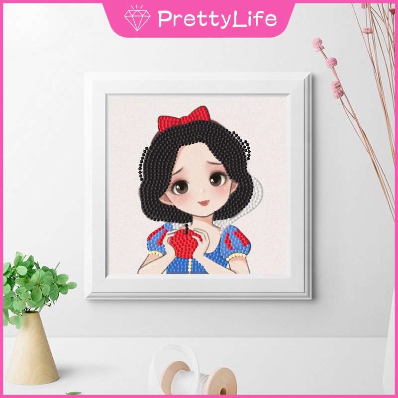 【PL】Childrens Diamond Painting with Frame Disney Princess Handmade DIY Girl Birthday Gift Making Childrens Day Toys