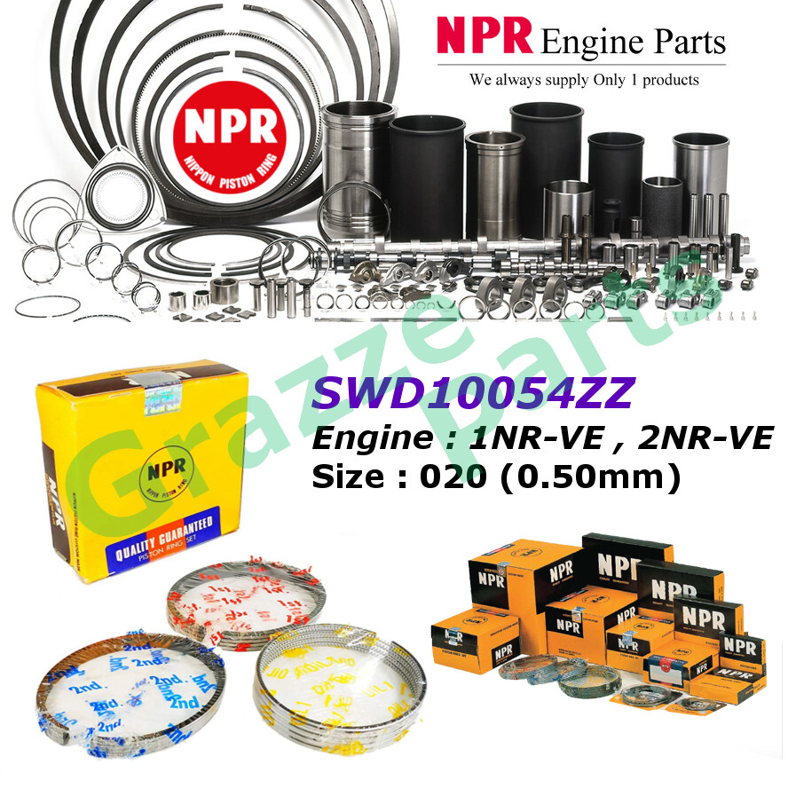 NPR Piston Ring Set 020 (0.50mm) SWD10054ZZ for Perodua Myvi New D20N 2018- Bezza 1.3 D63D 1NR-VE Ar