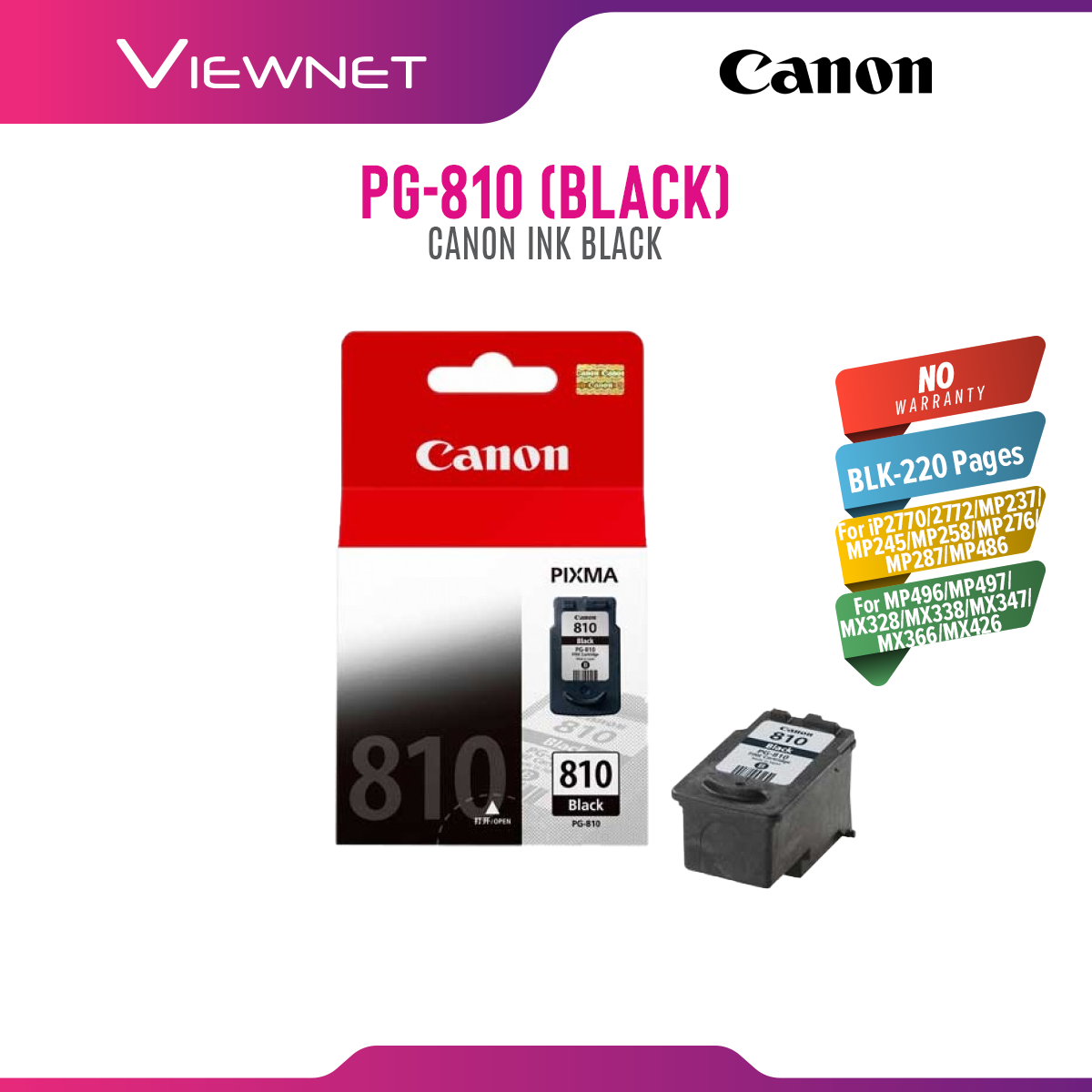 Canon PG810 PG-810XL (Black) / CL811 CL-811XL (Color) Original Inkjet Cartridge For Canon iP2770/ iP2772 / MP245 / MX328