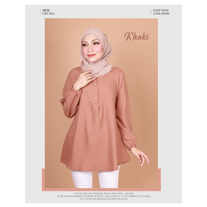 Ayraa Fashion Blouse Front Button Muslimah Baju Wanita Best Buy