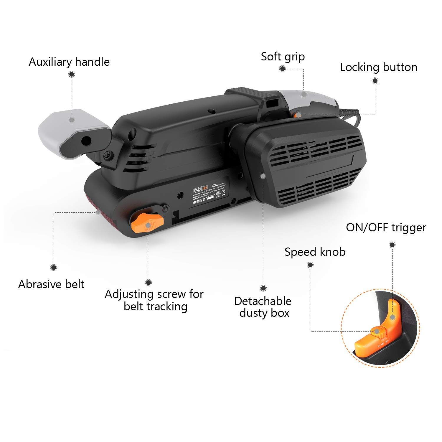 C31/TACKLIFE Belt Sander, 7.5A 900W, 321Inch Bench Sander, Variable