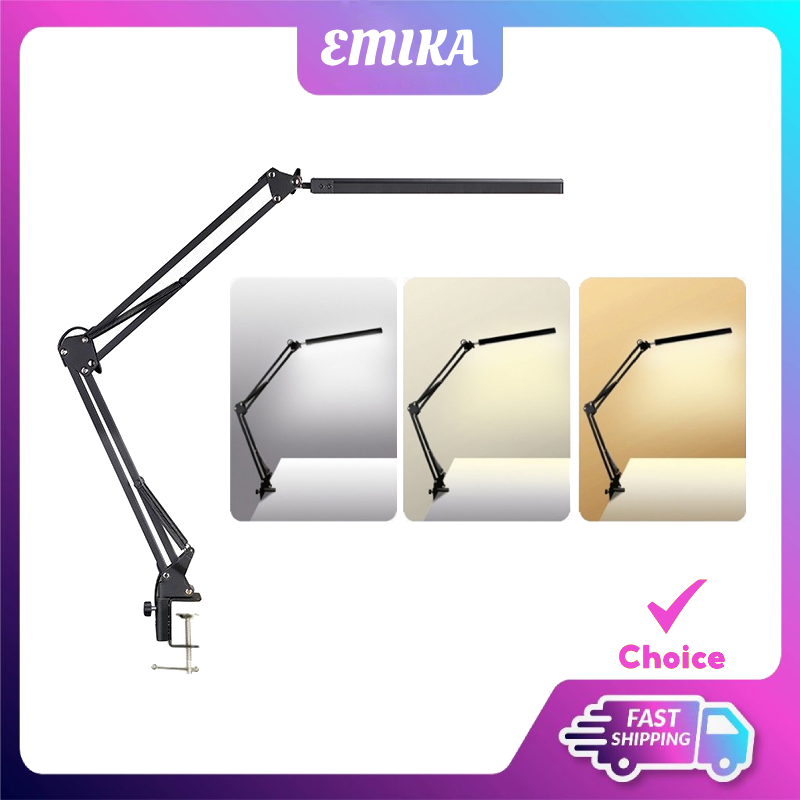 Emika Choice 3 Light Colors LED Flexible Desk Table Lamp with Rotatable Clamp Study Table Light