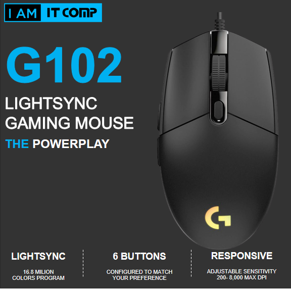 Logitech G102 / G102 Lightsync RGB 6 Button Gaming Mouse Black / White