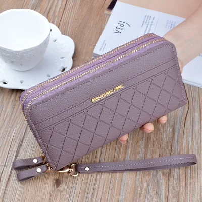 Double Layer Clutch Bag for Women New 2021 Fashion Pu Small Phone Bag Large Capacity Card Holder Long Wallet