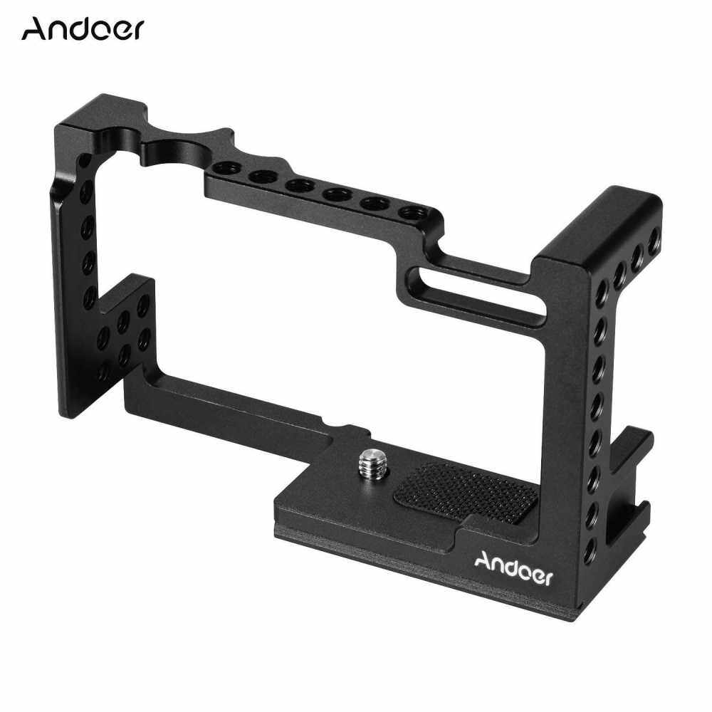 Andoer Aluminum Alloy Camera Cage Protective Vlog Cage Integrated Design with Cold Shoe for Microphone Fill Light Magic Arm Compatible with Canon M6 Mark II ILDC Camera (Standard)