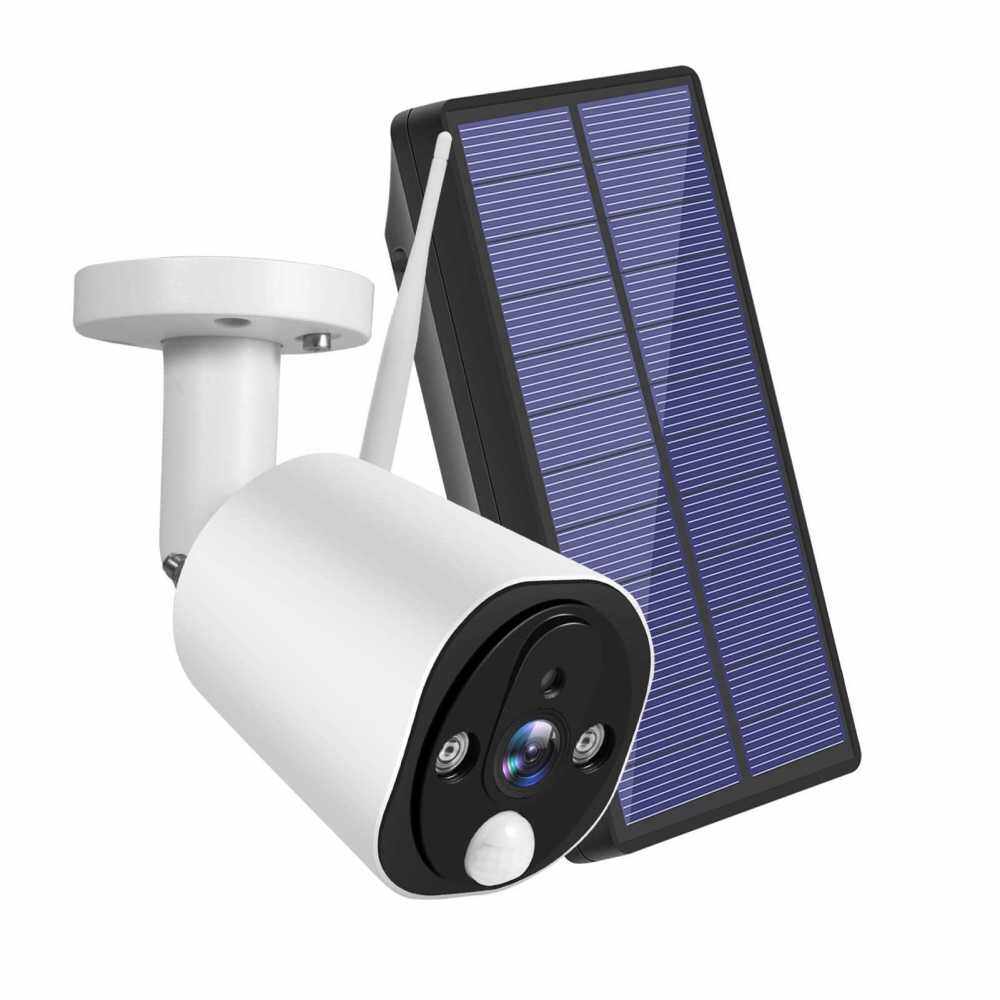 Solar Powered Wireless Security Camera, 1080P HD WiFi Camera 2-Way Audio Night Vision Motion Detection Outdoor Waterproof Surveillance Camera with 2pcs Battery (Standard)