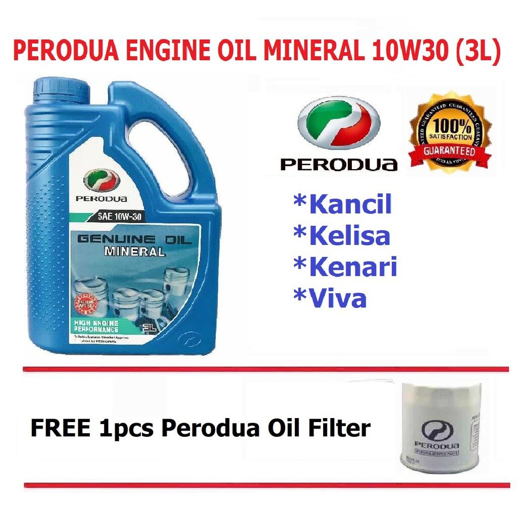 Mineral Engine Oil 10W30 10W-30 (3L ) VIVA / KANCIL / KELISA / KENARI (FREE OIL FILTER) Ship From Malaysia