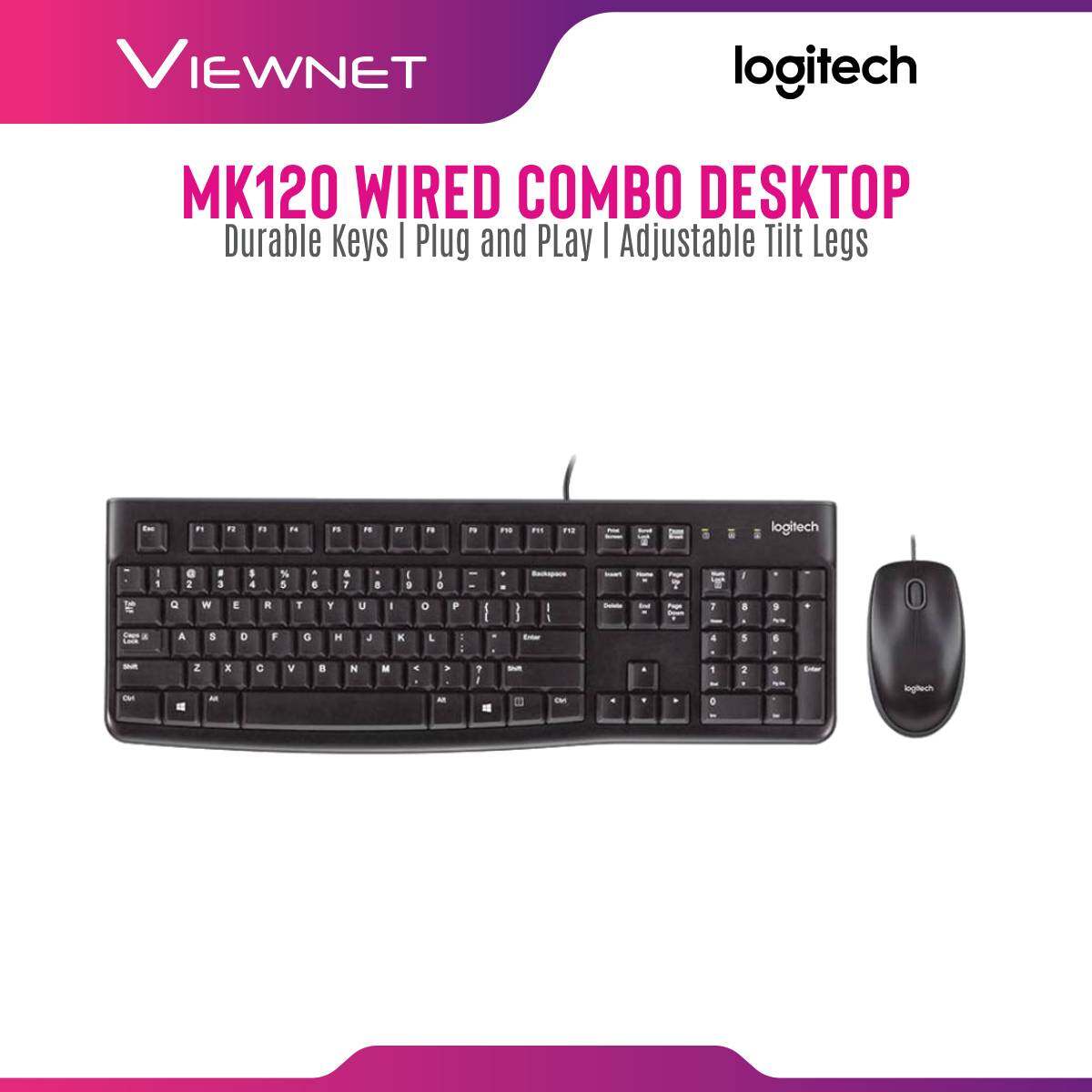 Logitech MK120 USB Keyboard & Mouse Combo with quiet typing, Durable keys, Plug-and-play USB connections