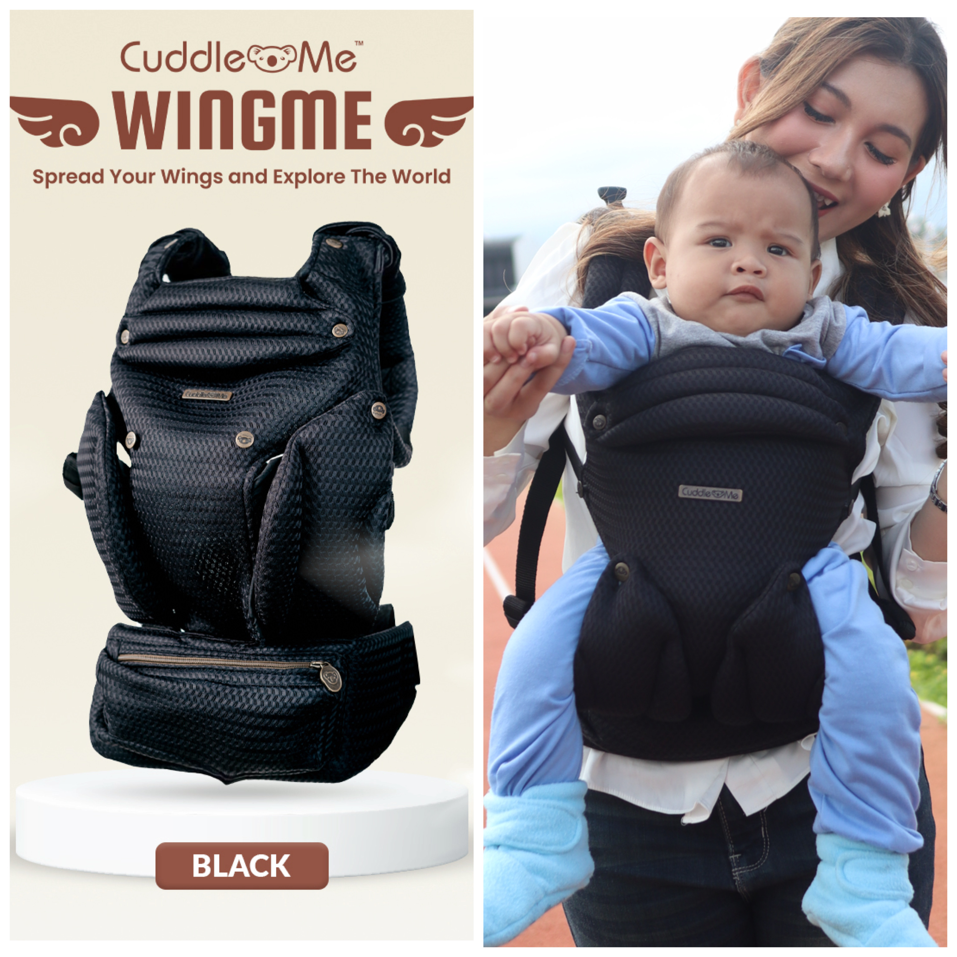Baby Carrier CUDDLEME WingMe -Newborn to Toddler -5 positions carry-Ergronomiclightweightbreasfeeding friendly