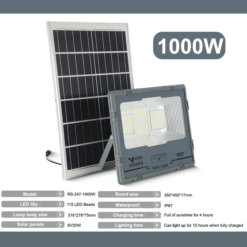 V380 PRO 2000W Lampu Solar Light Outdoor Lighting LED Solar Spotlight Waterproof IP67 Solar Street Light Sensor