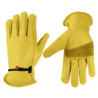 Cutora 【SMLXL】1 Pair Non-slip Cowhide Leather Welding Gloves Work Safe Gloves Motorcycle Driving Welding Gloves Wear-resisting for Moving goods Workshop use
