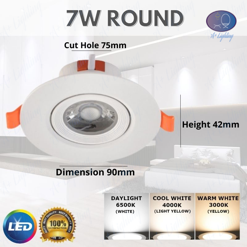 [2 Year Warranty] 5W 7W HIGH GRADE LED EYEBALL RECESSED DOWNLIGHT SPOTLIGHT CEILING FOCUS PICTURE LAMP LAMPU GAMBAR MATA KUCING DESIGNER LIGHTING
