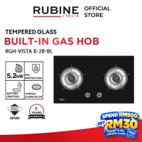 RUBINE RGH-VISTA X-2B-BL Glass Gas Hob With Flame Power (5.2kw)