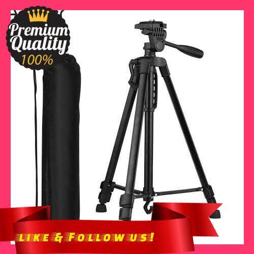 People\'s Choice Andoer Lightweight Photography Tripod Stand Aluminum Alloy 3kg Load Capacity Max. Height 135cm/53in with Carry Bag Phone Holder for Canon Sony Nikon DSLR Camera for iPhone Samsung Xiaomi Huawei Smartphone (Black)