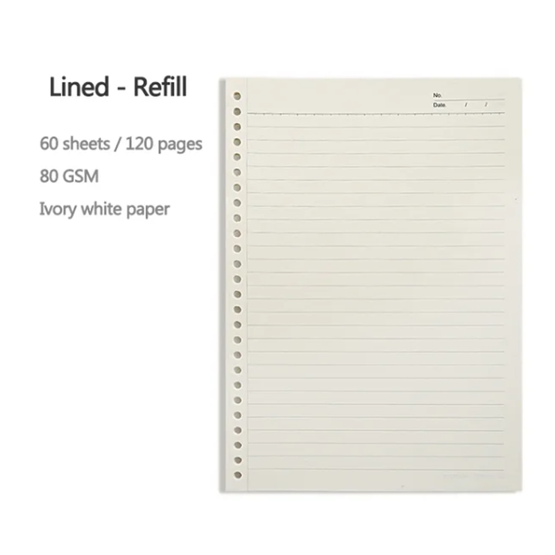 60 sheets Loose-leaf Notebook Refill A5/B5 Inner Page Blank Line Grid Book Daily Weekly Monthly Planner Inside Paper