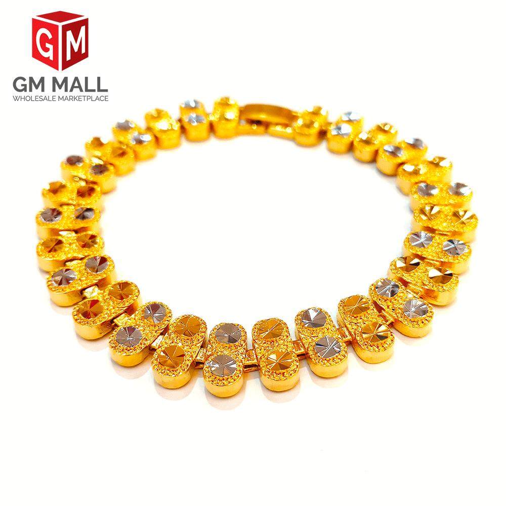 Emas Korea Jewellery - Gelang Tangan Bujur Mix Gold Plated (EK-2183-6)