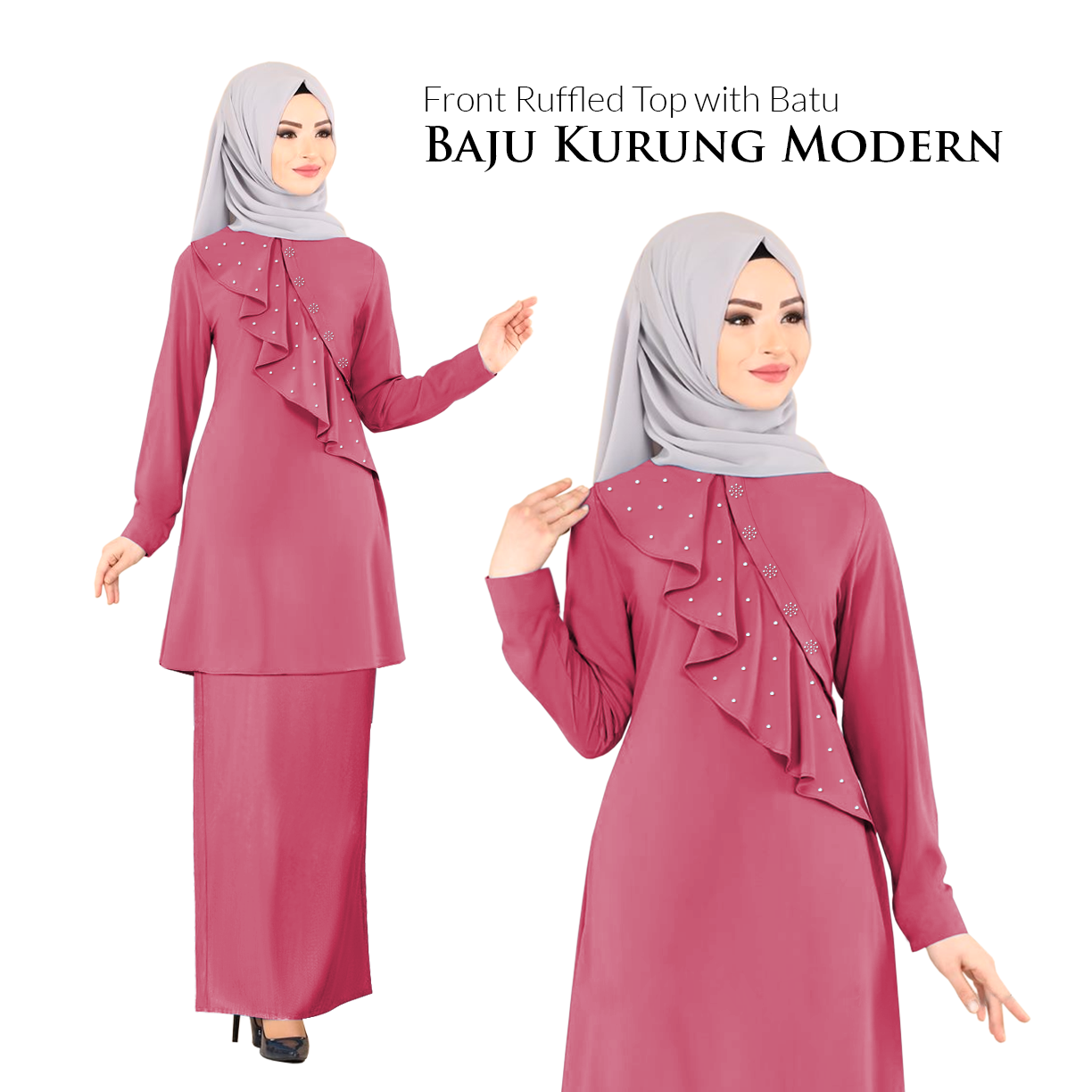 Price List KM Fashion Front Ruffled Top with Batu Baju Kurung Modern (Hot Item) (New Arrival) 2020