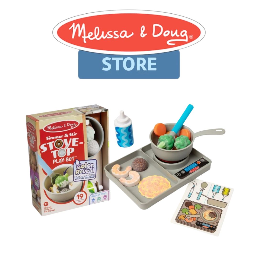 Melissa & Doug Simmer & Stir Stovetop Play Set with Color Changing Water WOW! - Age 3+ Pretend Play