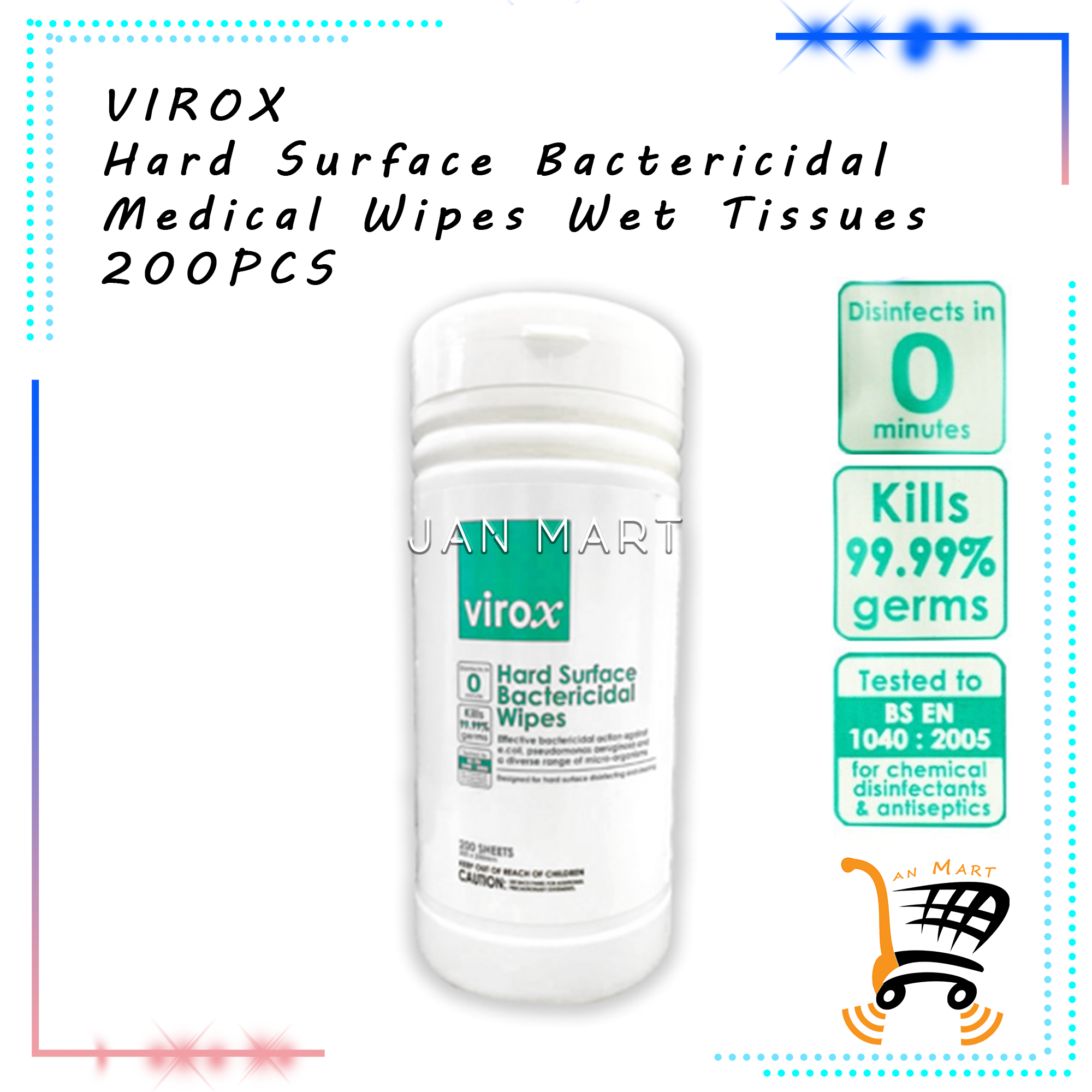 VIROX Hard Surface Bactericidal Medical Wipes Wet Tissues 200PCS
