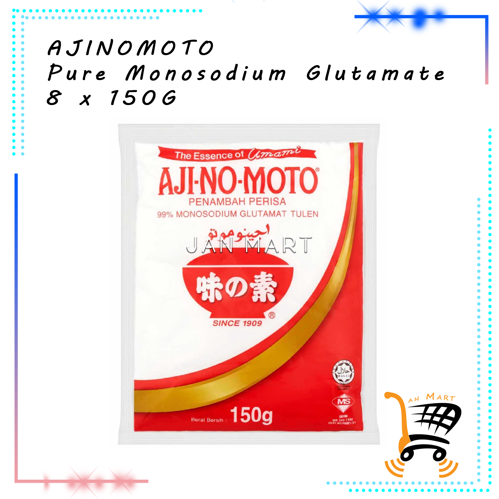 AJINOMOTO Pure Monosodium Glutamate Penambah Perisa 8 x 150G