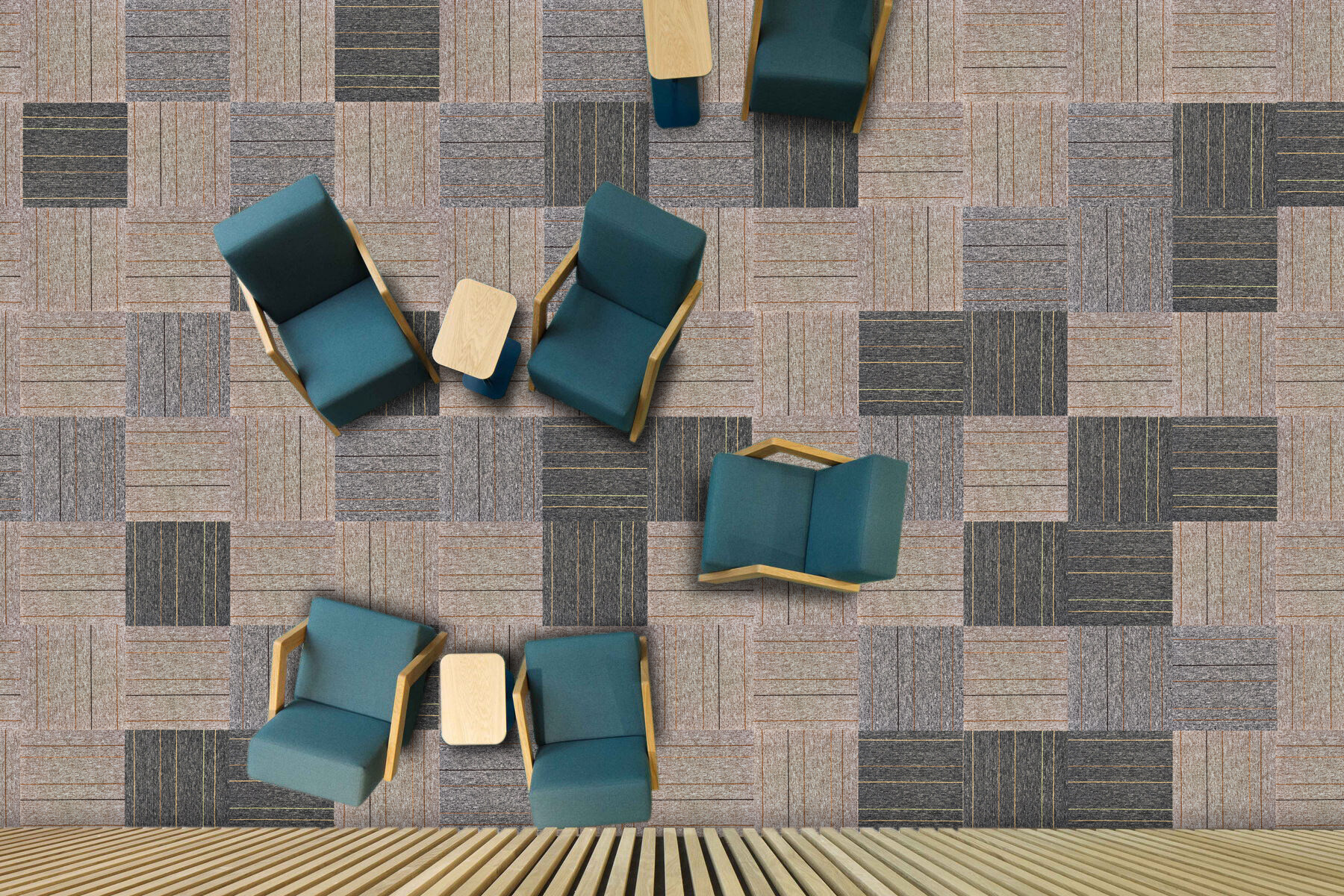 Linear Design Office Carpet Flooring 50CM x 50CM Carpet Tiles