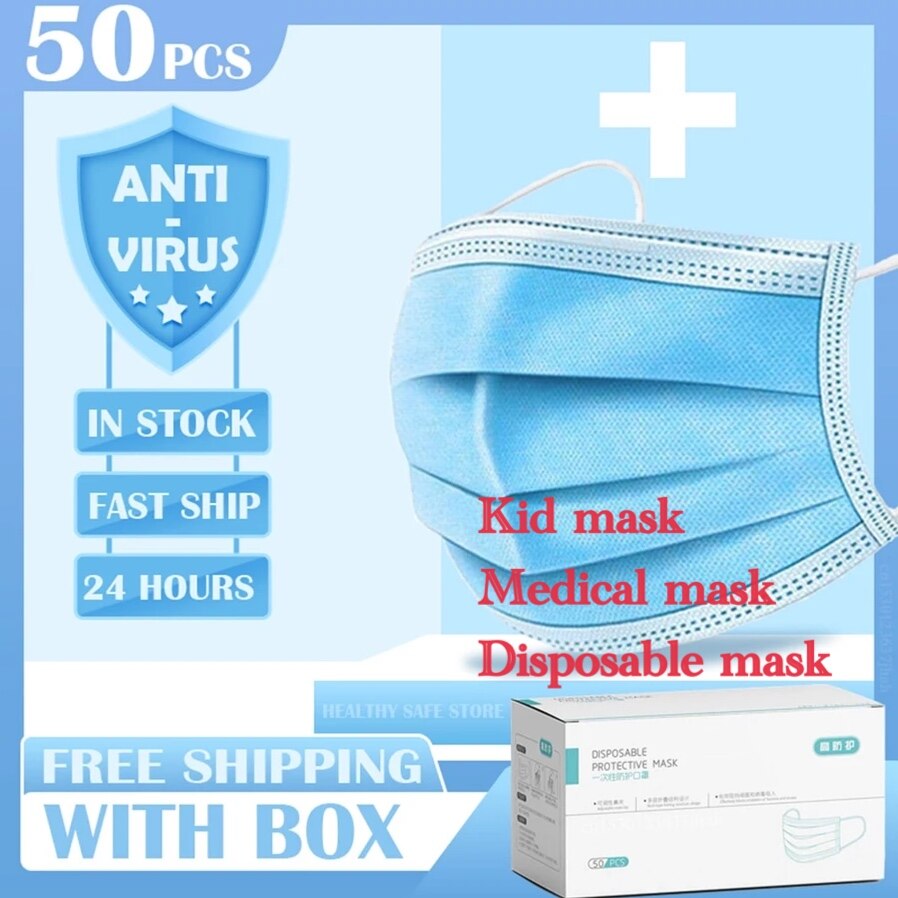 READYSTOCK! 3 Ply disposable facemask /medical/carton kid mask 3 LAYER PROTECTION 10-50 pieces earloop Disposable Breathable Anti-Fog Dust-Proof Comfortable