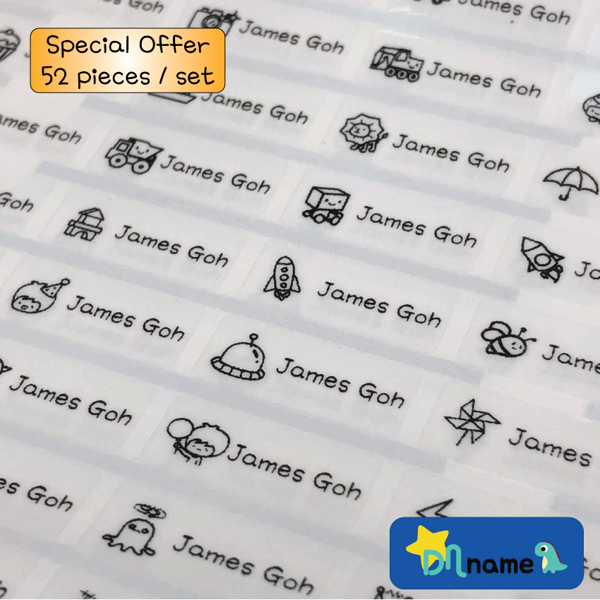 [DN Name] Waterproof Name Sticker (Sticker Nama) - Small 52pcs