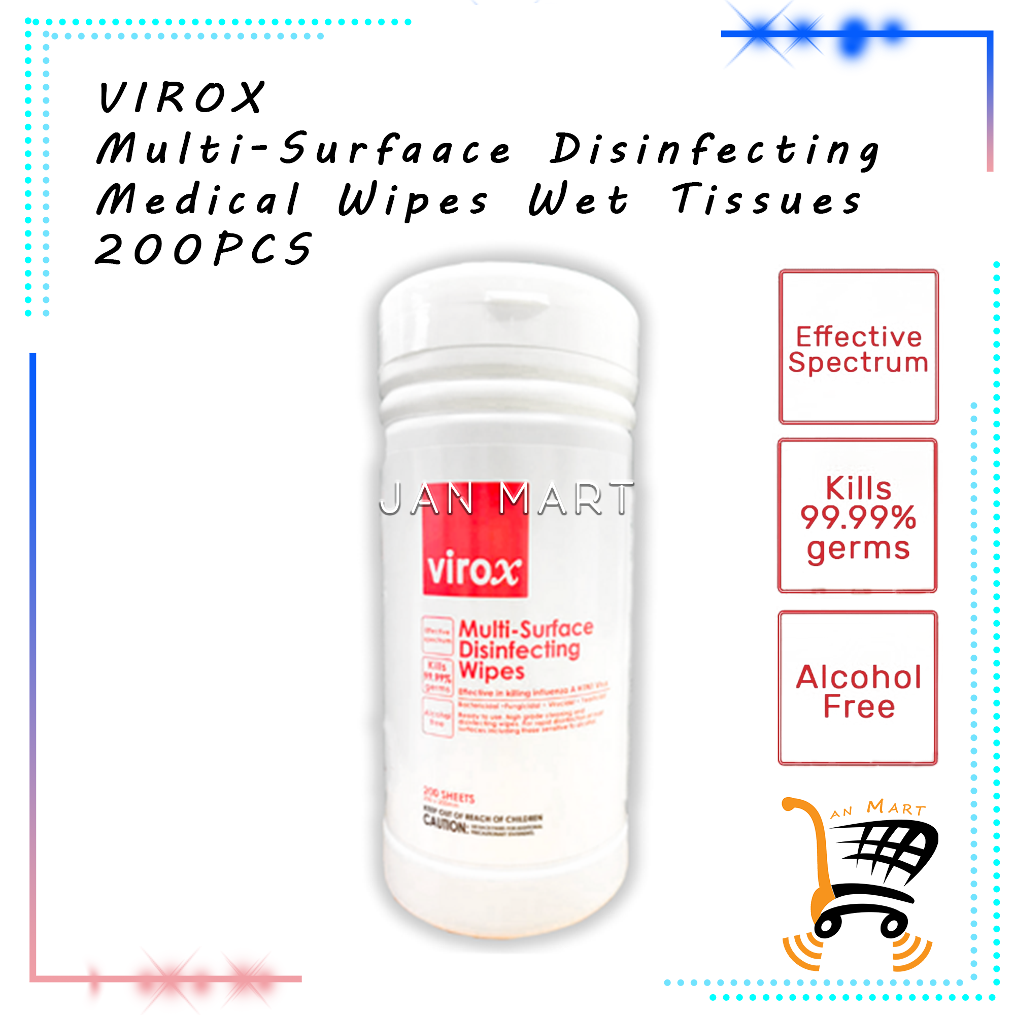 VIROX Multi-Surface Disinfecting Medical Wipes Wet Tissues 200PCS