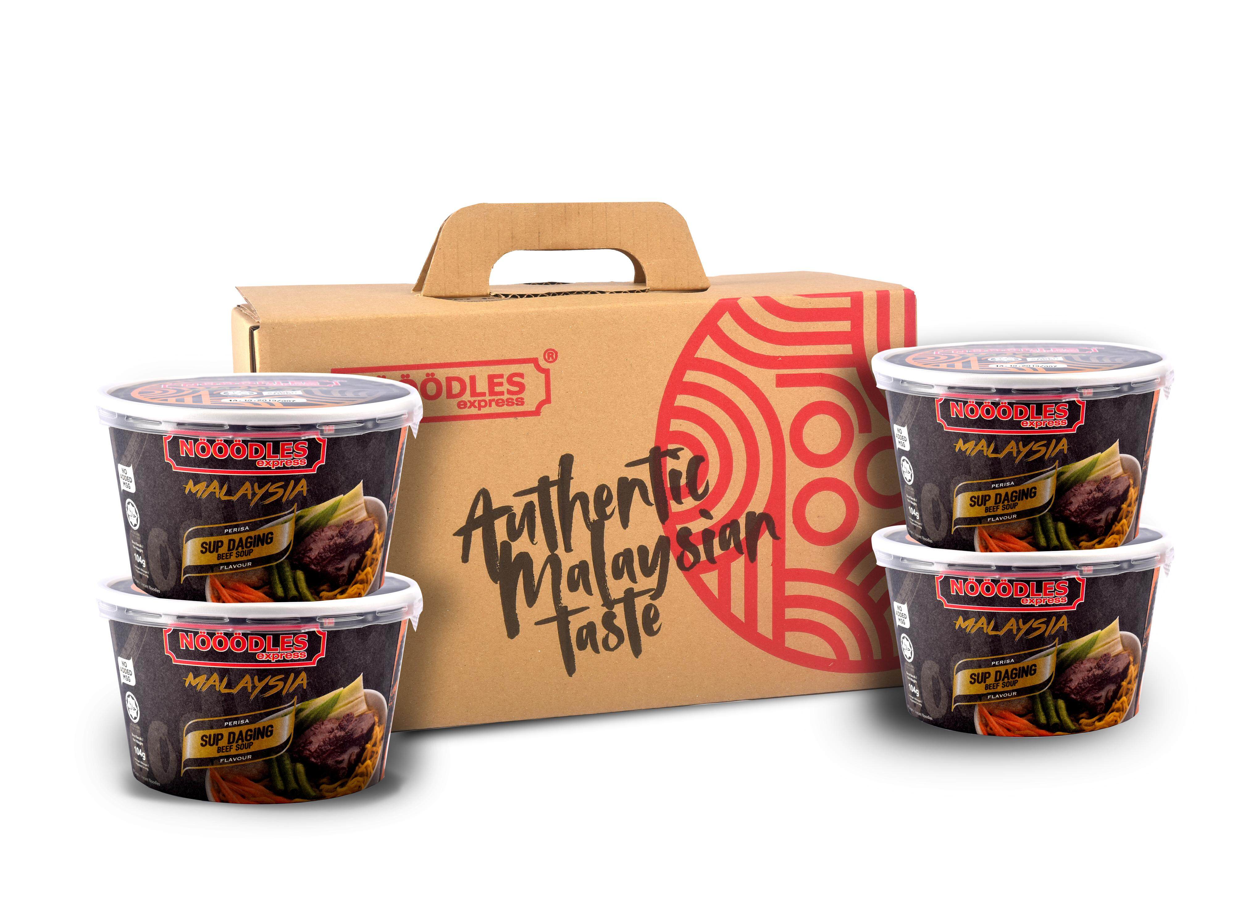 Box of 4 Instant Noodle Beef Soup Flavour (NDLES express) / 4 Mee Segera Perasa Sup Daging (NDLES express)