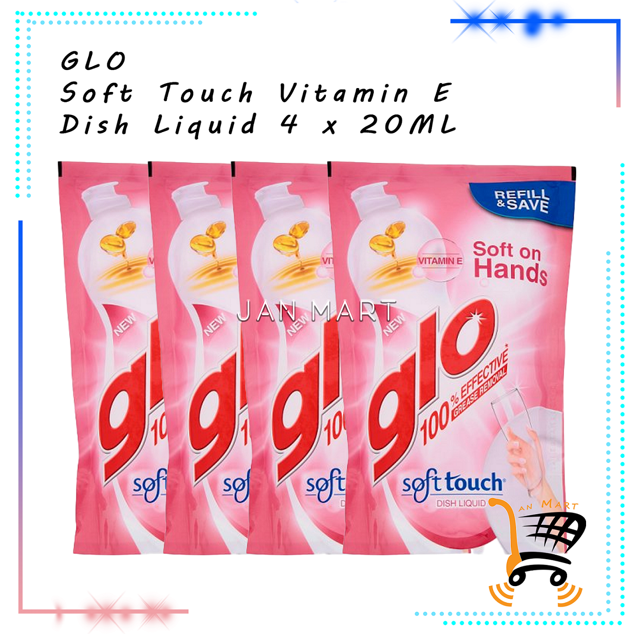 [GWP] GLO Soft Touch Vitamin E Dish Liquid 4 x 20ML
