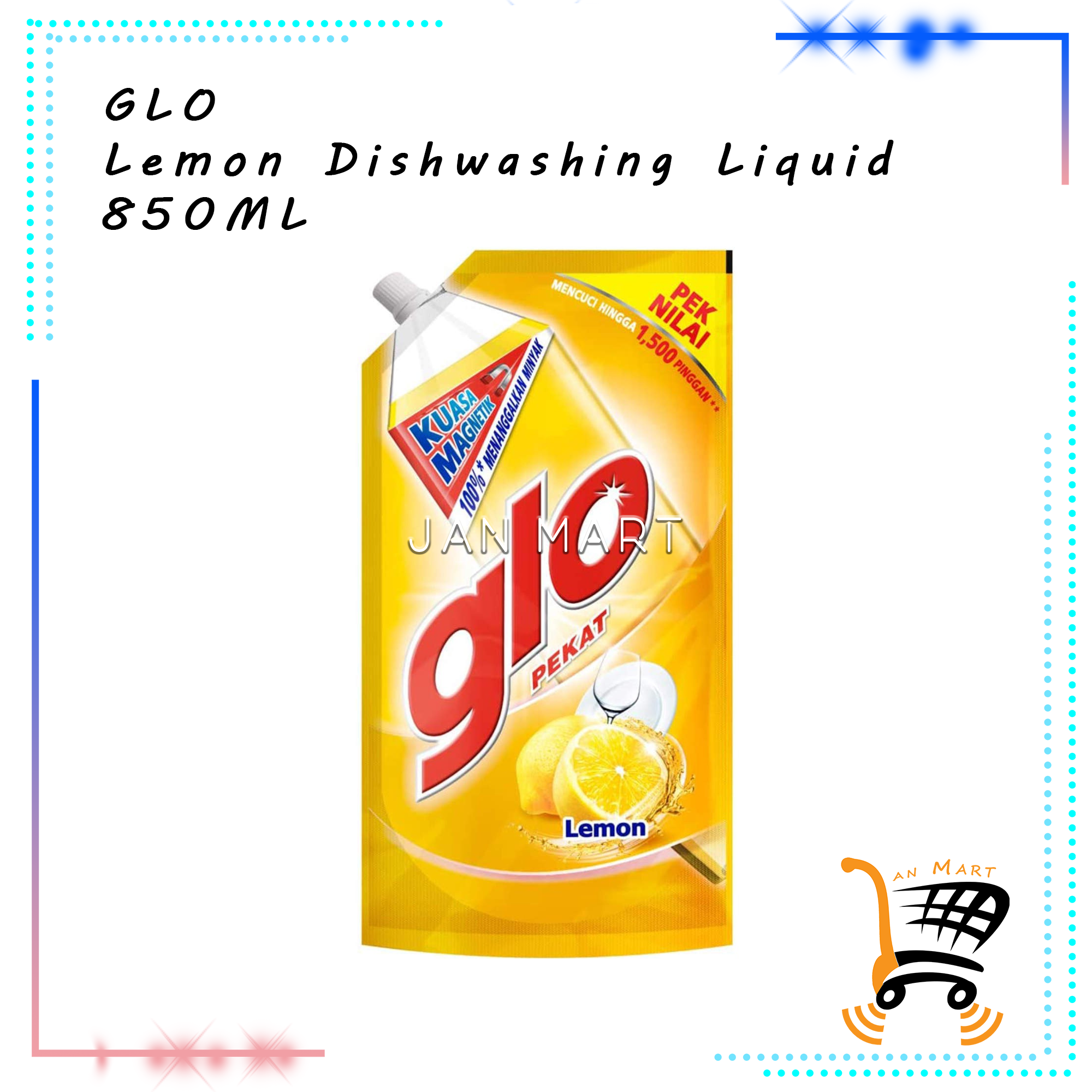 GLO Active Foam Lemon Dishwashing Liquid Refill 850ML