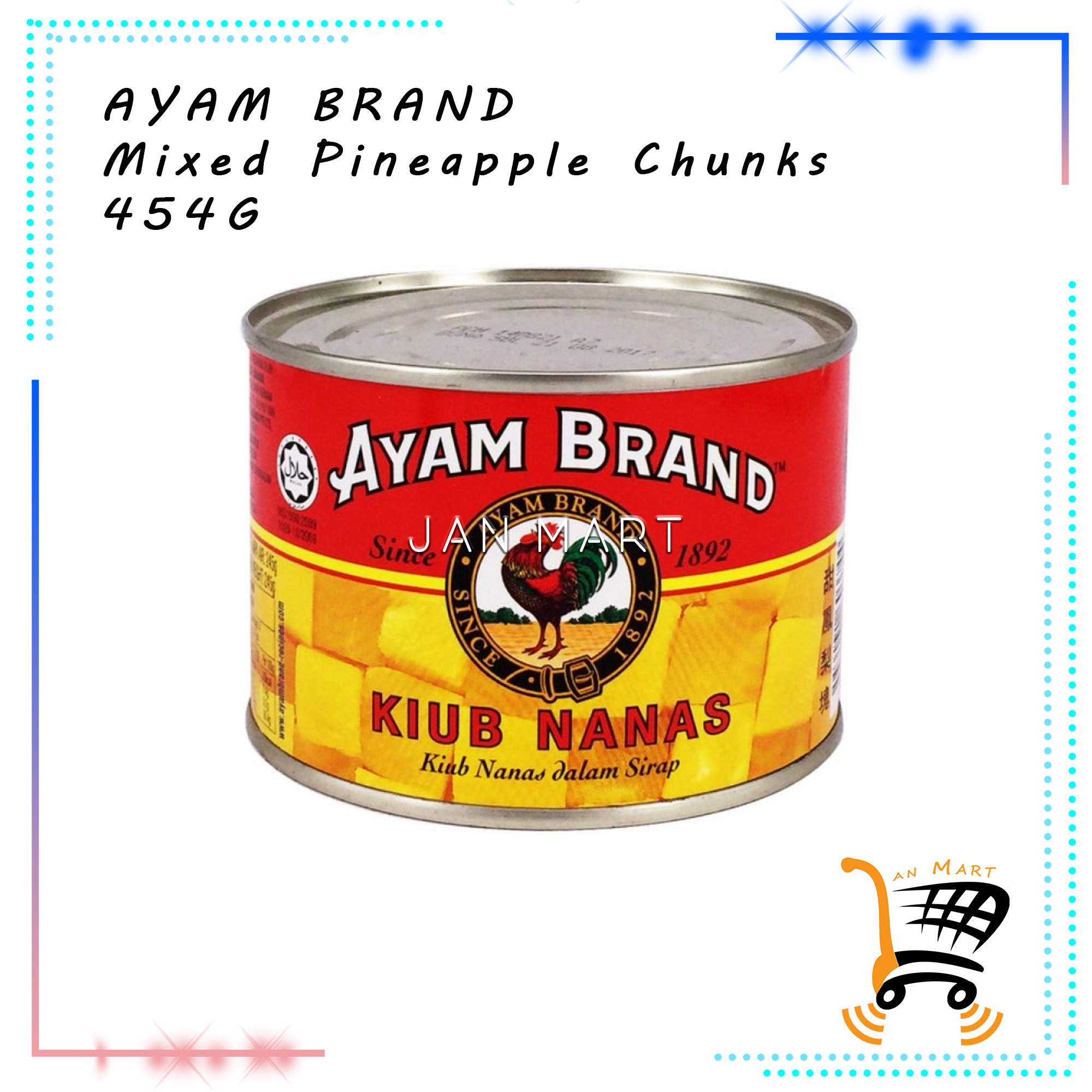 AYAM BRAND Mixed Pineapple Chunks 454G