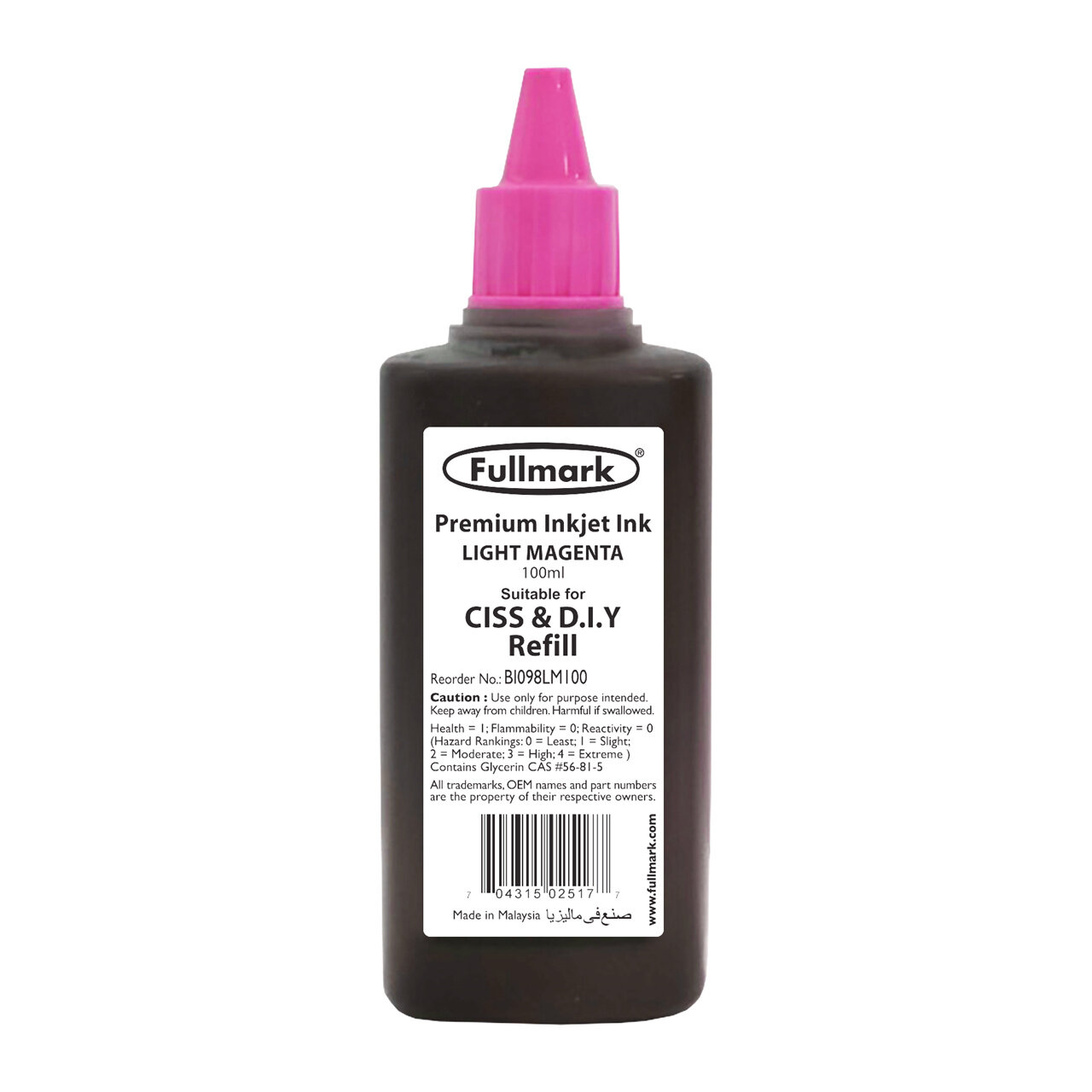 Fullmark BI098 Premium Inkjet Ink,100ml ( Light Magenta) - compatible with Brother