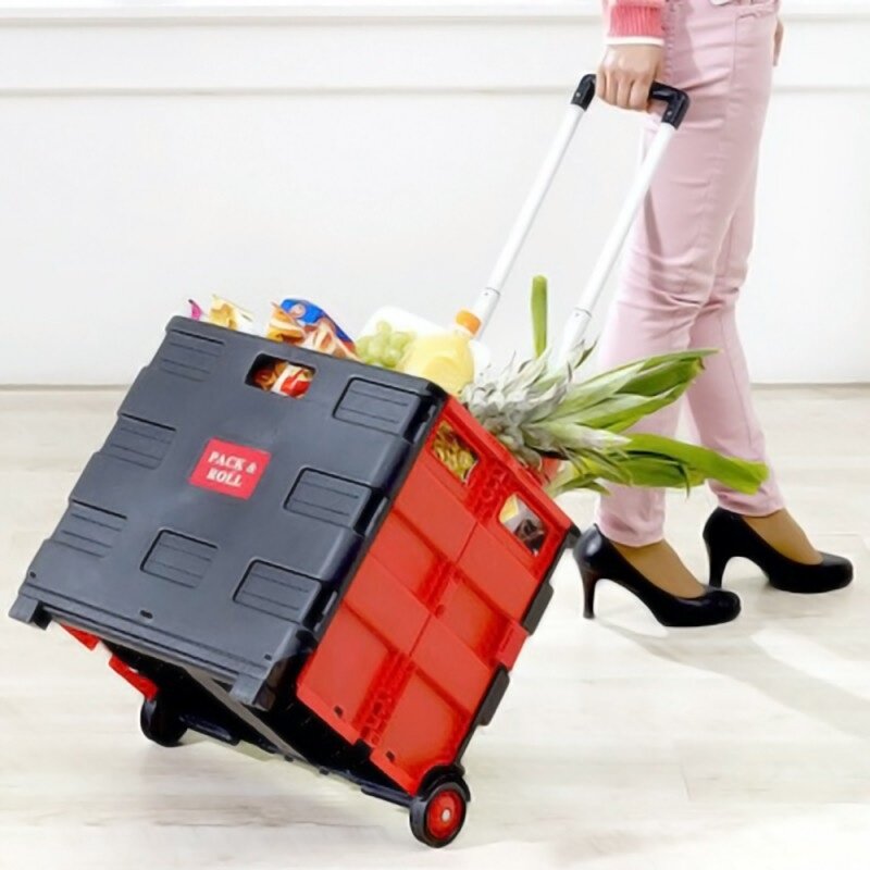 Multi Use Pack And Roll Mobile Foldable Shopping Cart With Lid Lazada