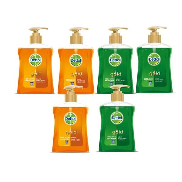 Dettol Gold Hand Wash 200ml Set of 6 (Classic/ Daily Clean)