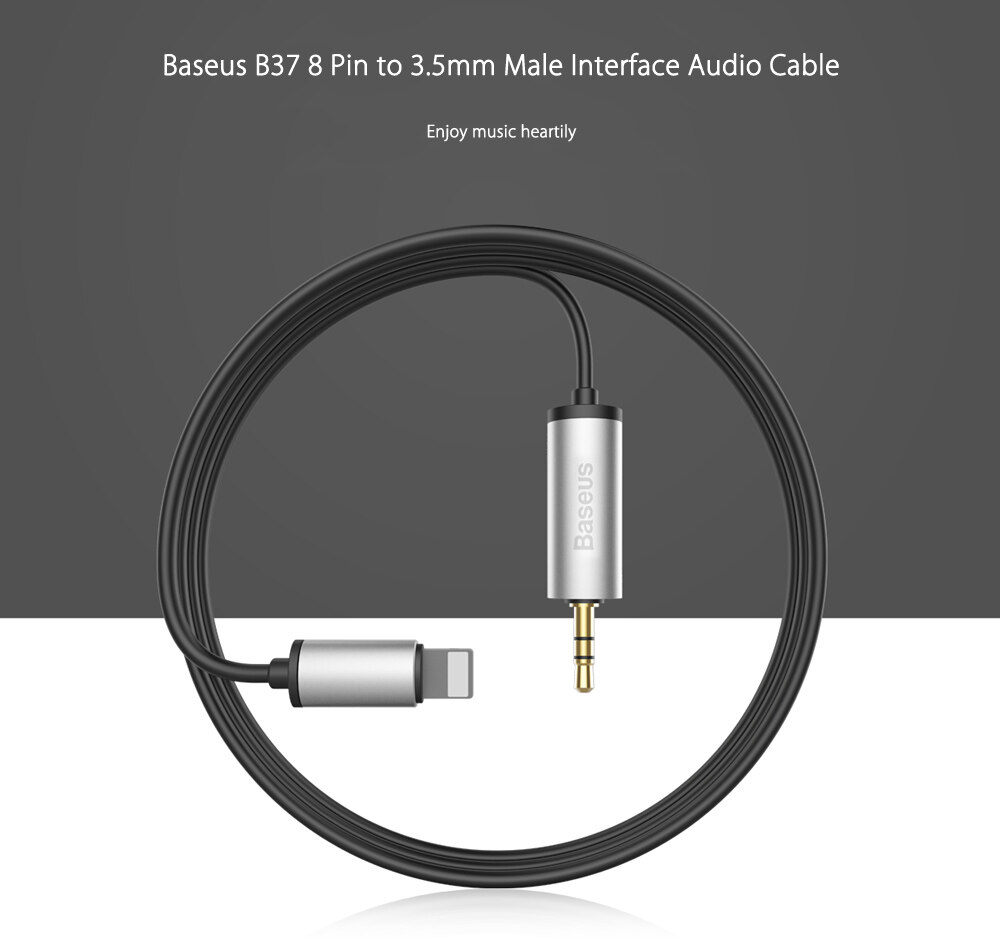 Original Baseus B37 8 Pin to 3.5mm Male 1.2m Audio Cable (White)