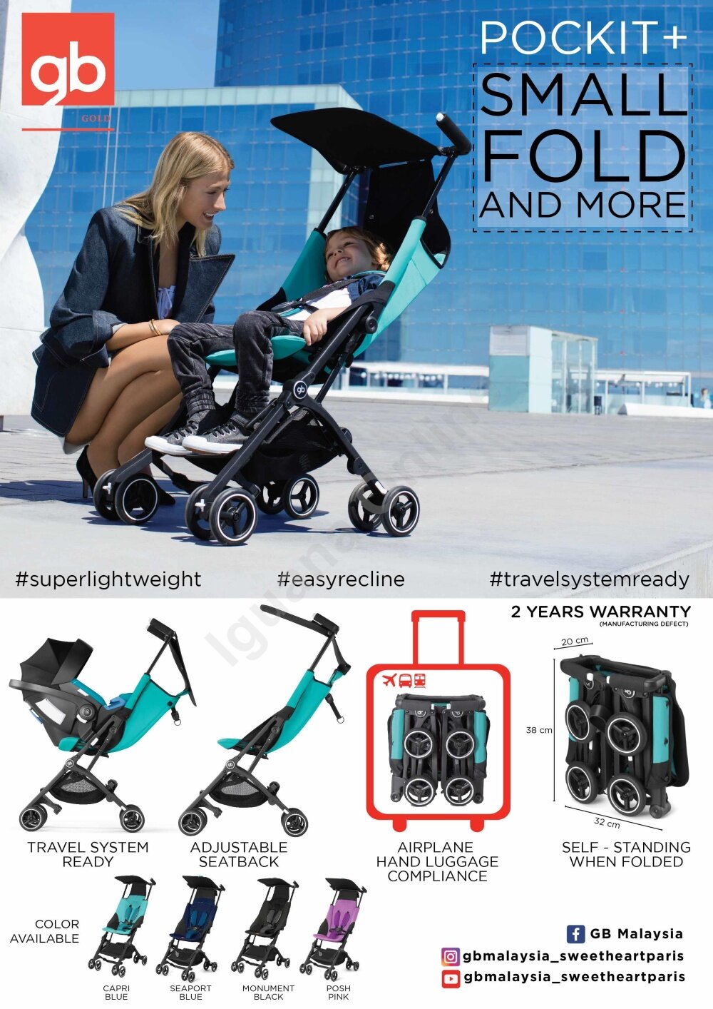 gb pockit stroller size