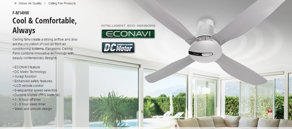 Panasonic Econavi 4 Blade 56 Inch F M14hw Ceiling Fan P Silver