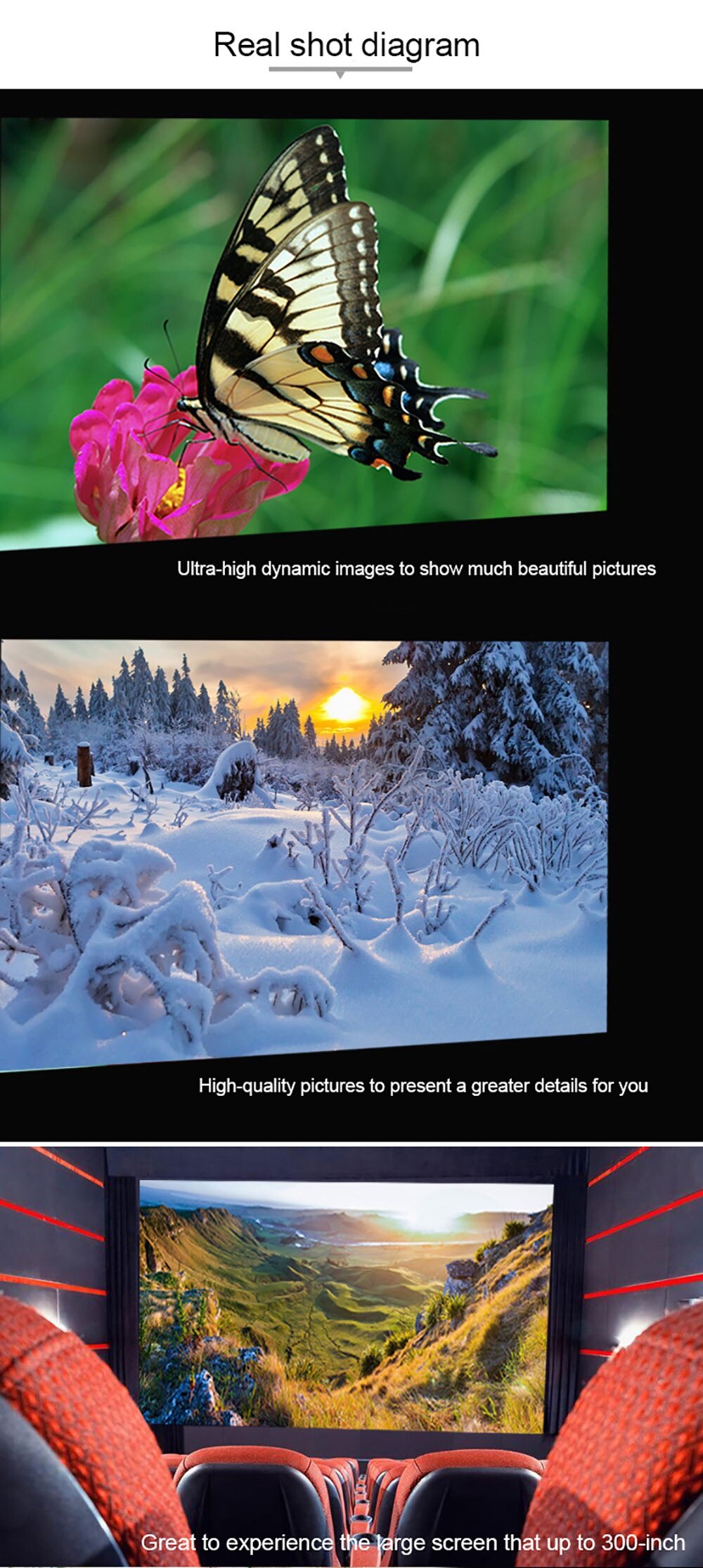 TOUMEI V3 DLP Projector 300 ANSI Lumens 1280 x 800 Pixels Wireless Bluetooth 4.0 WiFi Android V4.4 1080P HD 3D Media Player