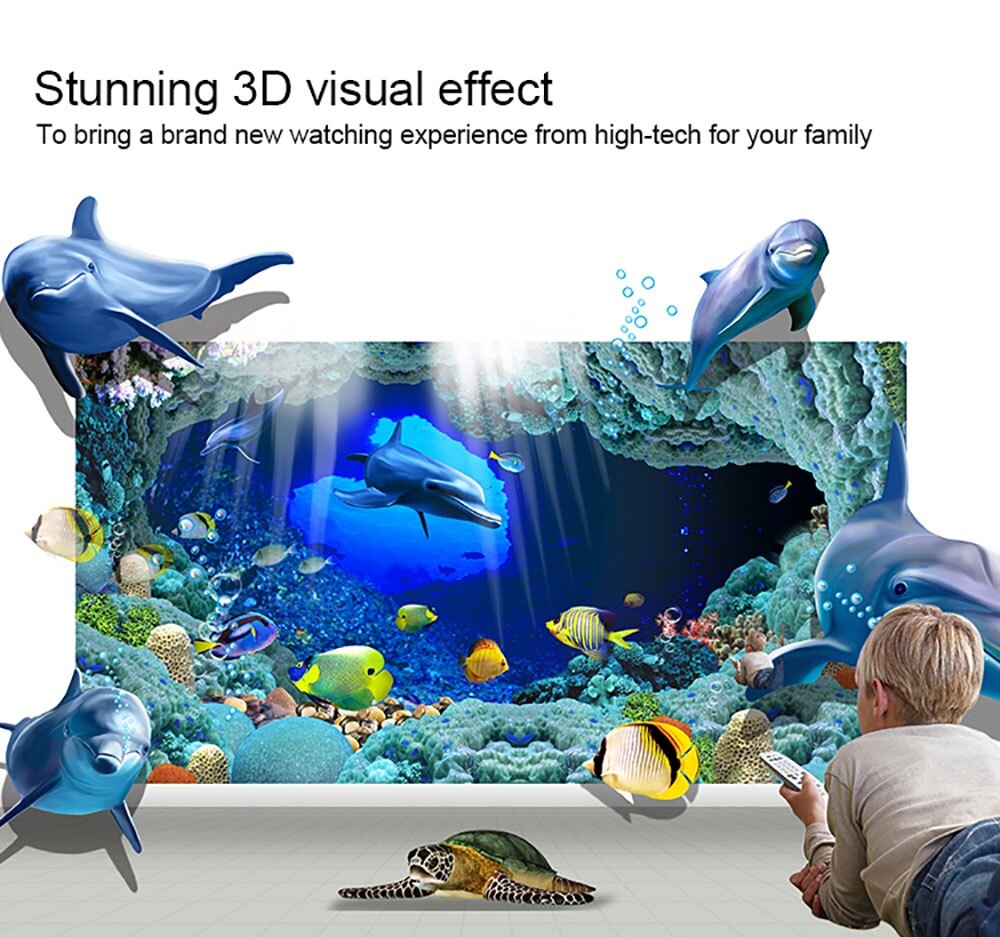 TOUMEI V3 DLP Projector 300 ANSI Lumens 1280 x 800 Pixels Wireless Bluetooth 4.0 WiFi Android V4.4 1080P HD 3D Media Player