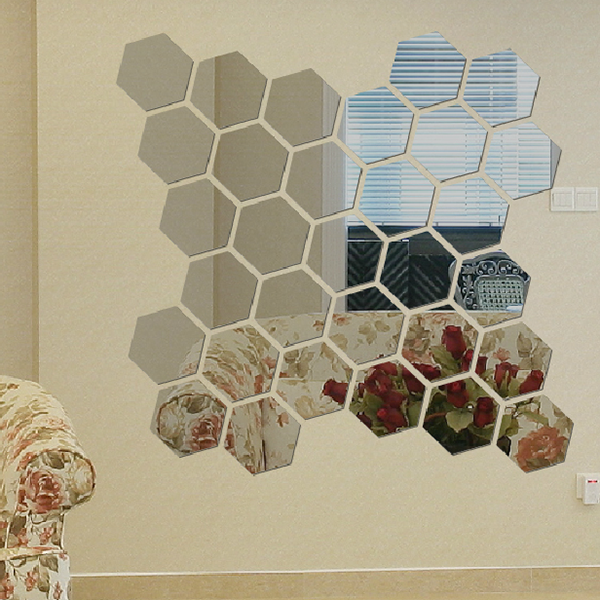 Generic Modern 12 Piece 3d Mirror Geometric Hexagon Diy Mural Details Of Modern 12 Piece 3d Mirror Geometric Hexagon Diy Mural Wall Sticker Home Decor